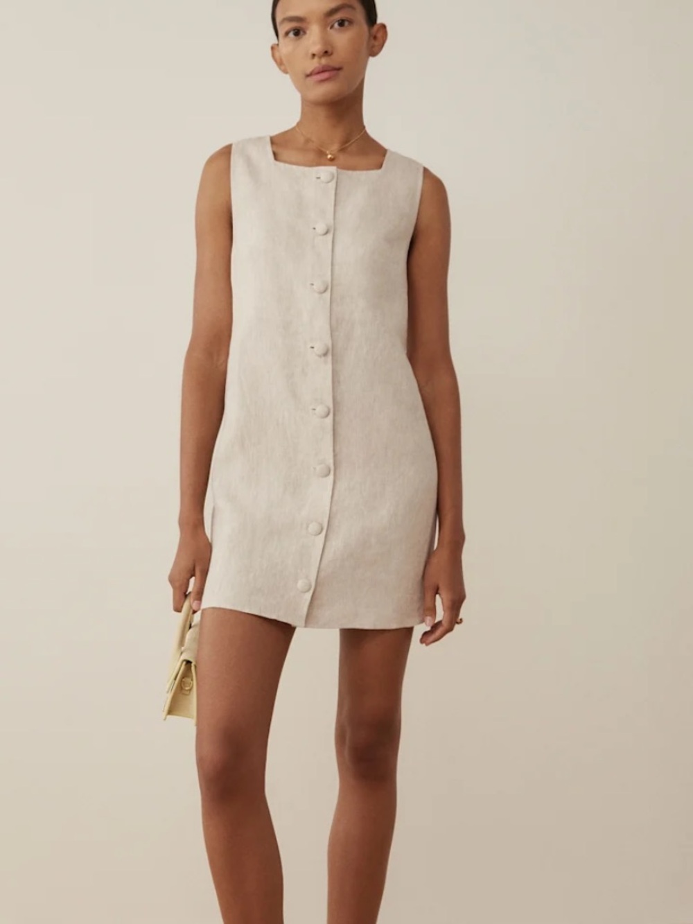 Reformation Danna Linen Dress Oatmeal - Size S - Picture 4 of 5
